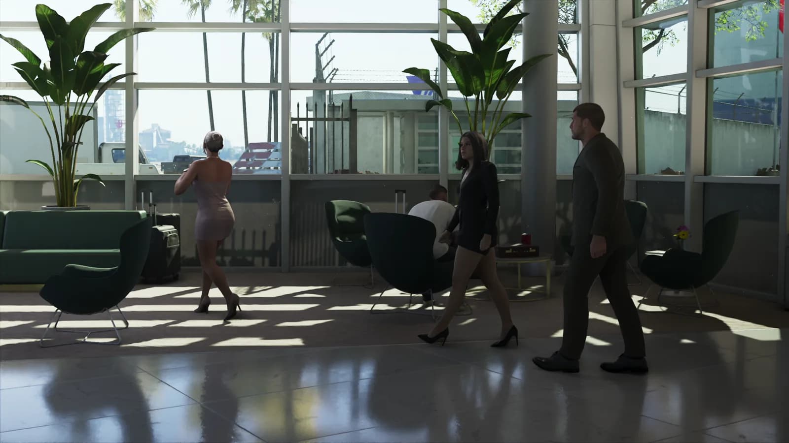 Inside an airport lounge — GTA VI