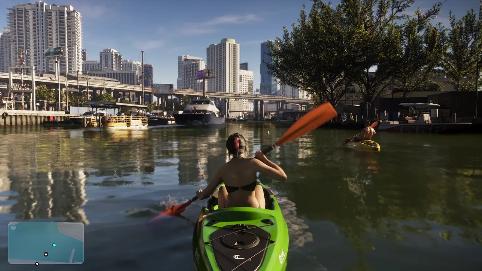 Player kayaking through Leonida wetlands in GTA 6.