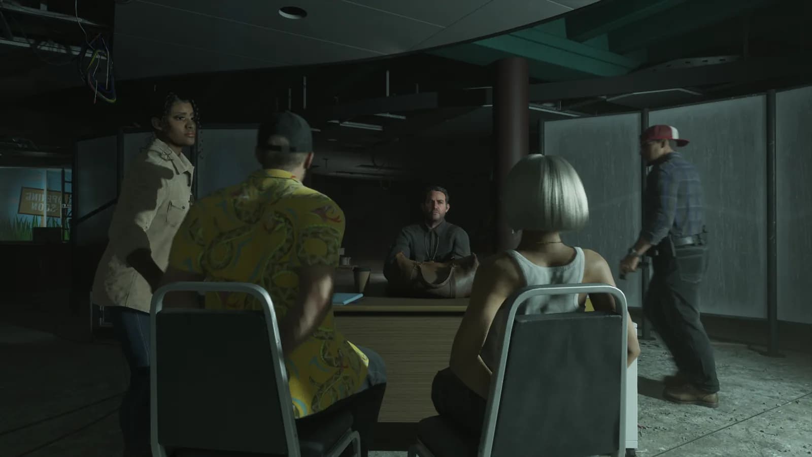 Security monitors suggest surveillance work — GTA VI