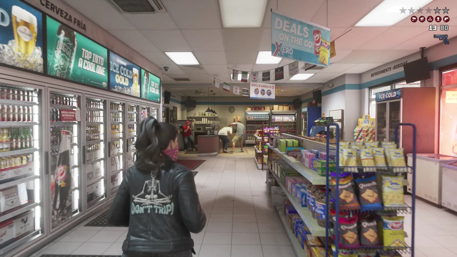 GTA 6 HUD showing a six-slot wanted-level scale.